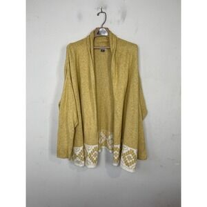 Old Navy Womens Cardigan Sweater XXL Yellow Aztec Chunky Cozy‎ Fall Layering